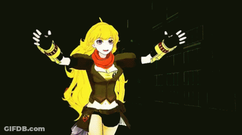 Girl With Yellow Hair Holding Sword Next To Another Girl GIF