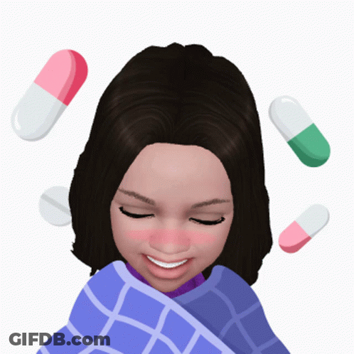 Girl Wrapped In Blanket With Pills GIF