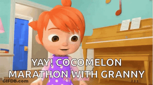Girl Yay Cocomelon Marathon With Granny At Piano GIF