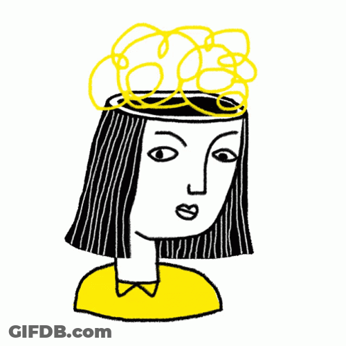 Girl Yellow Thread Brainstorming GIF