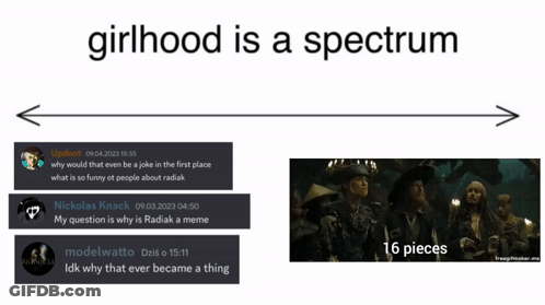 Girlhood Is A Spectrum With A Picture Of A Group Of People GIF
