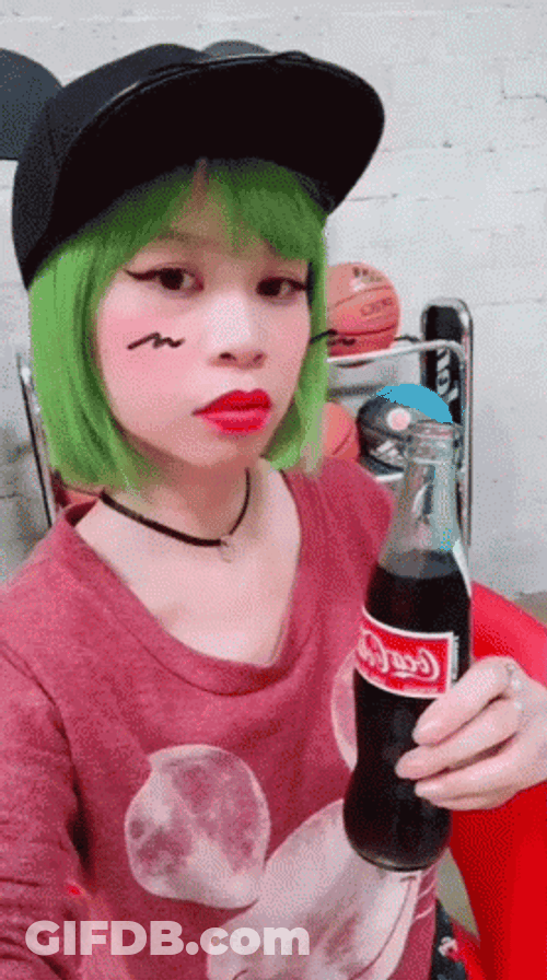 Girlie Green Hair Coca Cola GIF