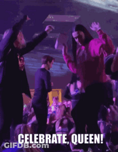 Girls Celebrating And Dancing Happy Birthday Queen GIF