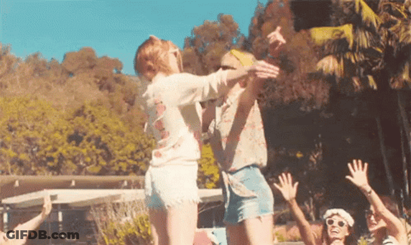 Girls Chest Bump GIF