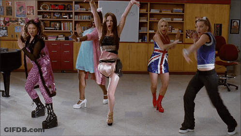Girls Dancing In Front Of Rules Board GIF
