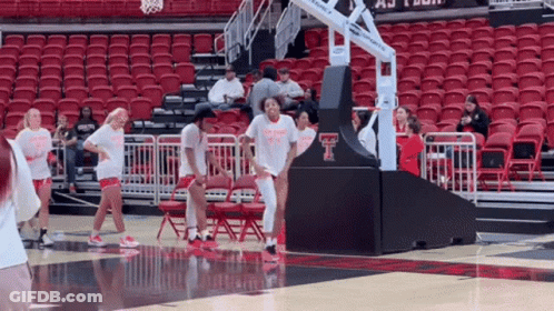Girls Dancing On Basketball Court Texas Tech GIF