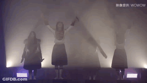 Girls Dancing On Stage With Chinese Writing GIF