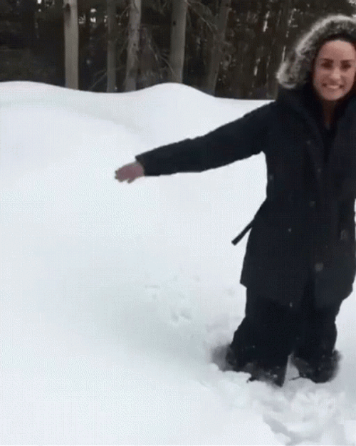 Girls Falls In Snow GIF