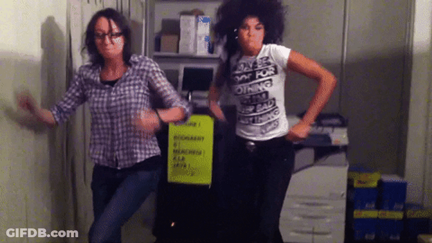 Girls Grooving On Work Party GIF