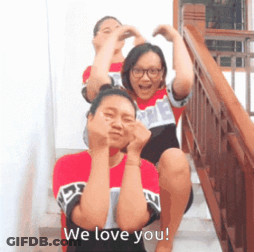 Girls Heart Sign We Love You GIF