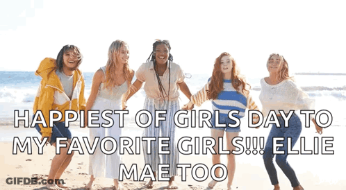 Girls Jumping On Beach Happy Girls Day GIF