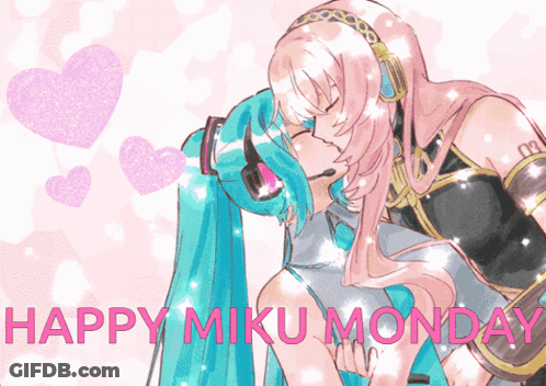 Girls Kissing Happy Miku Monday GIF