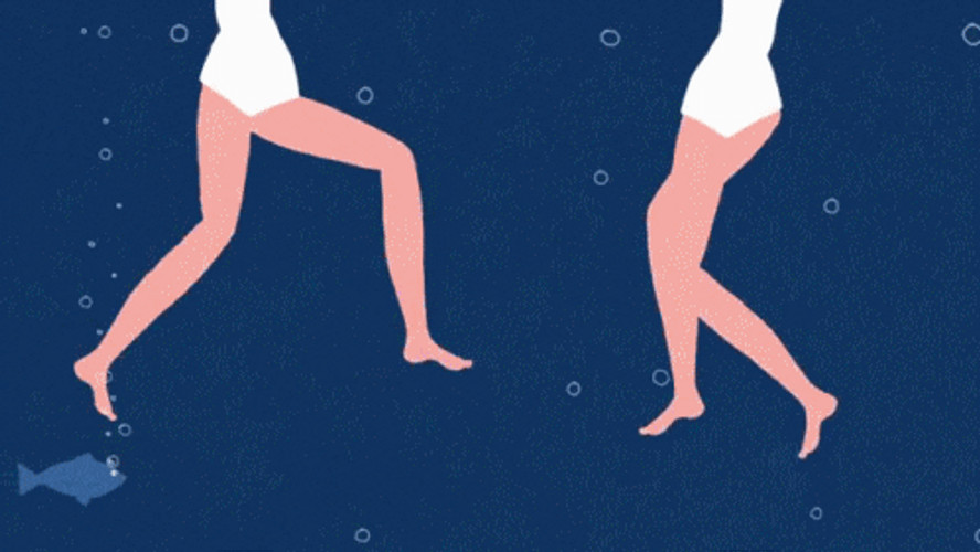 Girls Leg Submerge Underwater Single Leg Deadlift GIF