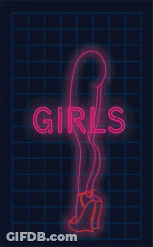 Girls Neon Sign With Woman's Leg GIF