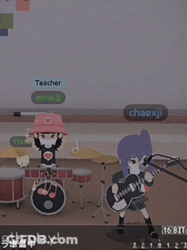 Girls Playing Drums And Guitar GIF