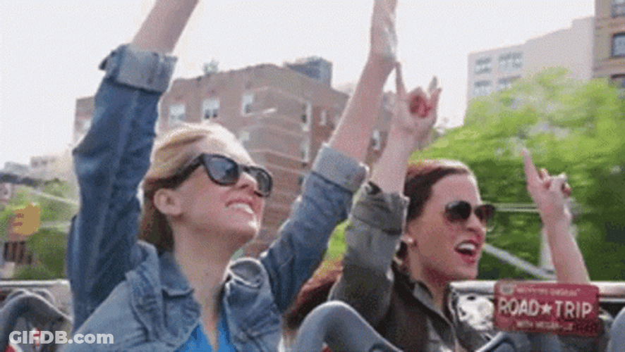 Girls Raising Hnads Road Trip GIF