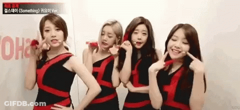 Girls Standing Together Pointing GIF