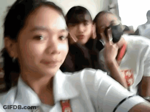 Girls Taking Selfie In Classroom GIF