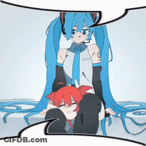 Girls With Blue And Red Hair Letter O GIF