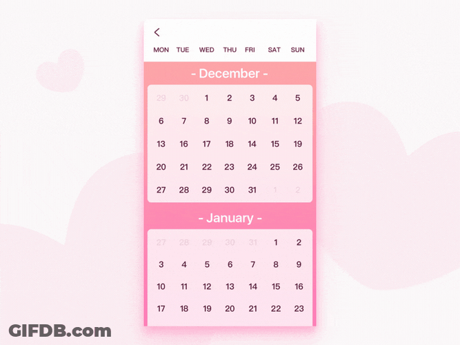 Girly Pink Heart Calendar GIF