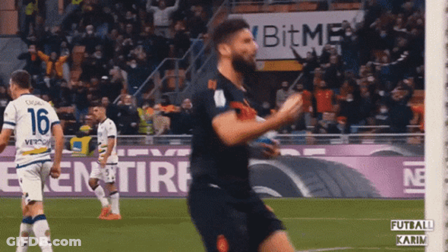 Giroud Cheering For His Team GIF