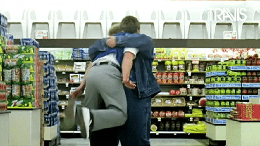 Give Me A Hug In A Grocery Funny Hug GIF
