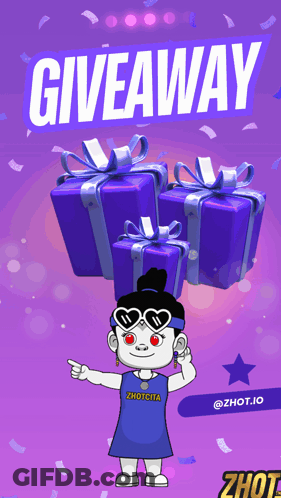 Giveaway Purple Background Cartoon Character GIF