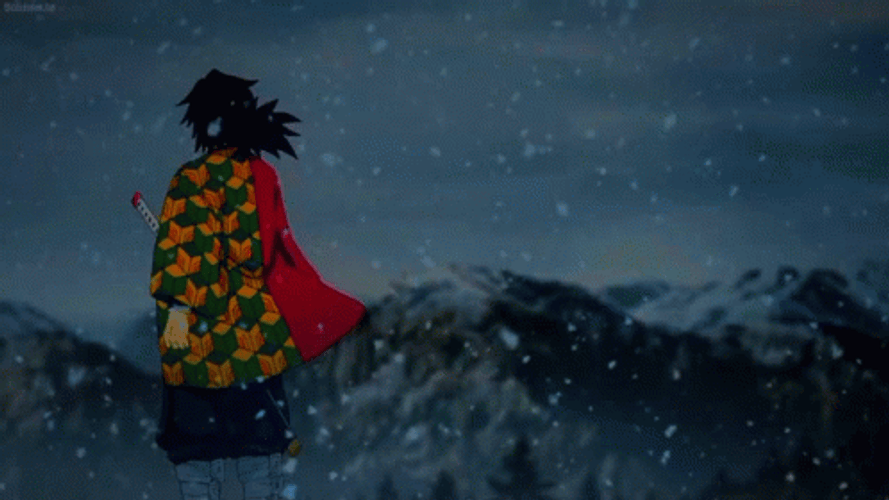 Giyu On Snowy Mountain GIF