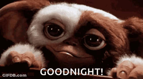 Gizmo From Gremlins Holding Goodnight Card GIF