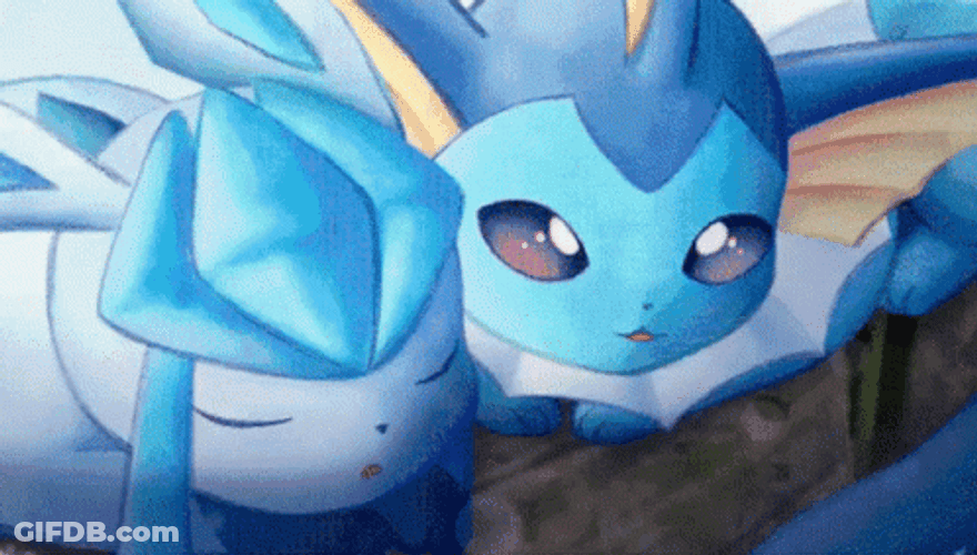Glaceon Vaporeon Pokemon Sleeping GIF