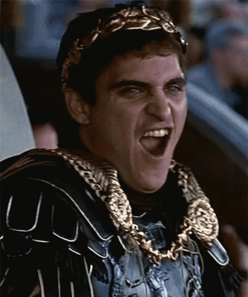 Gladiator Commodus Joaquin Phoenix Tongue Out GIF
