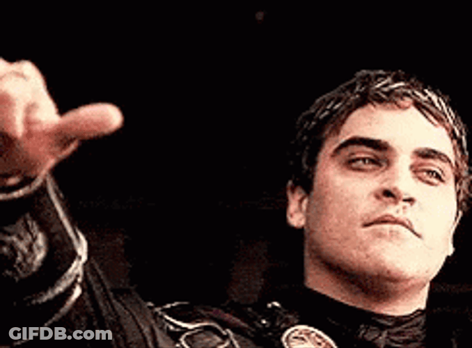 Gladiator Commodus Thumbs Down Kill GIF