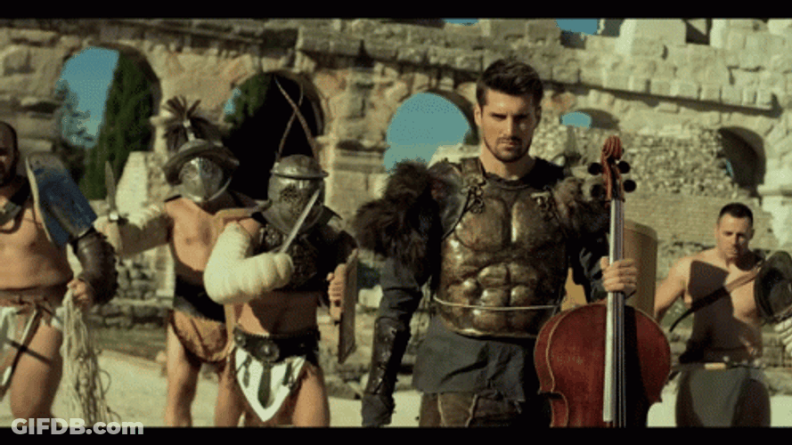 Gladiator Playing Cello Parody GIF