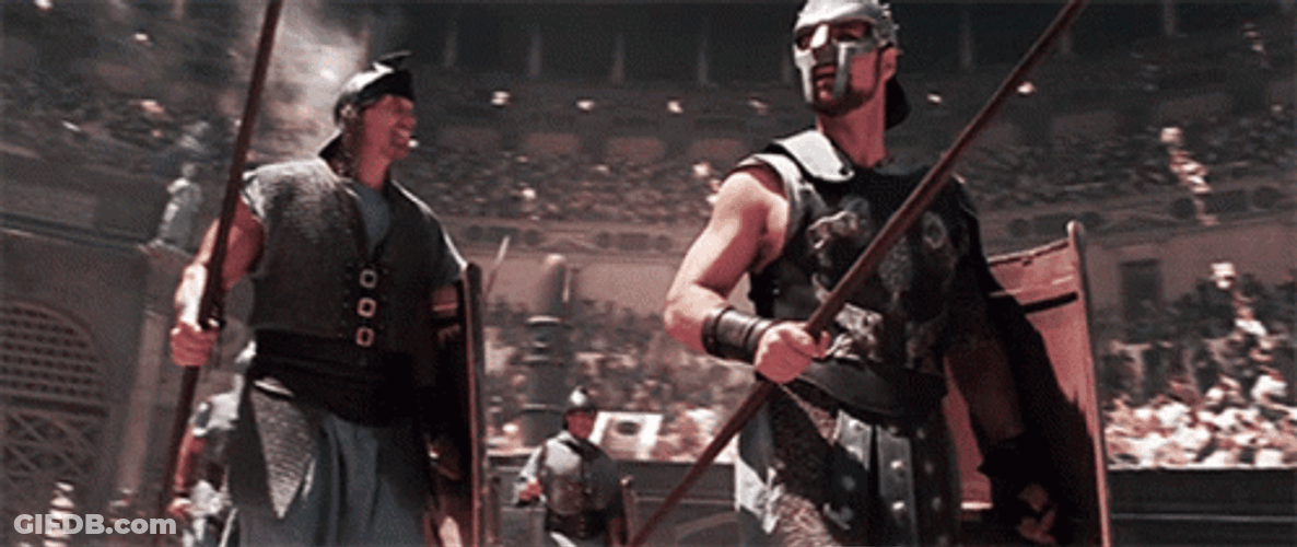 Gladiator Soldiers Entering Arena GIF