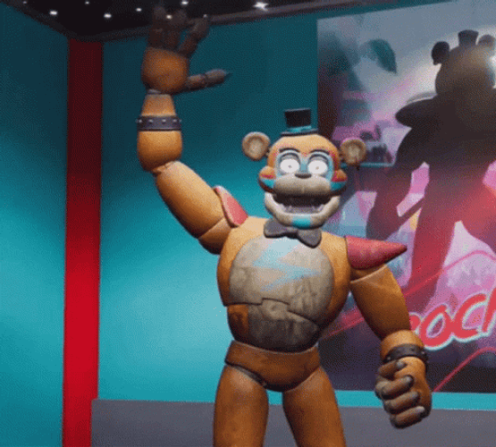 Glamrock Freddy Waving Hello GIF