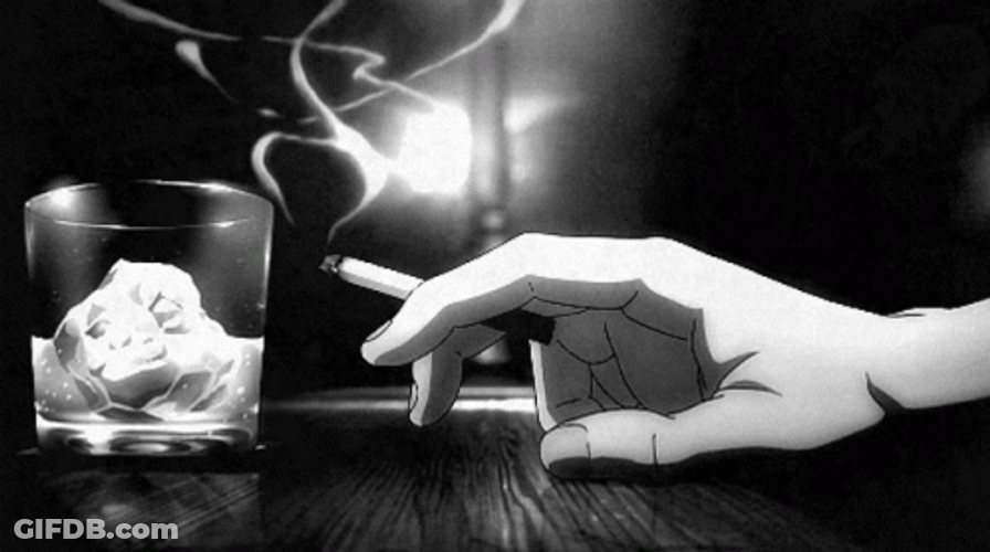 Glass And Cigarette Animated Smoke GIF