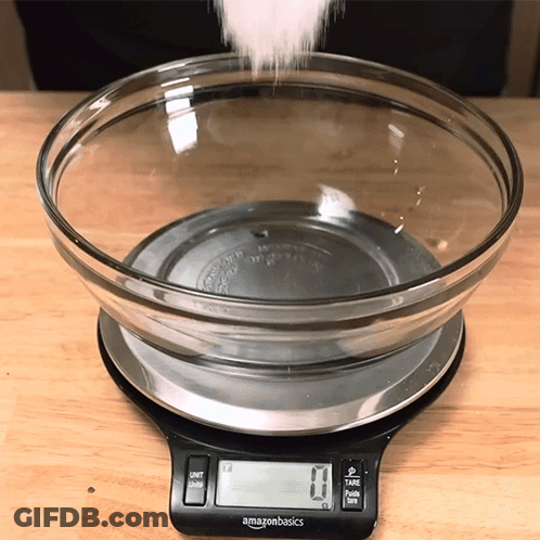 Glass Bowl Weighed On Amazonbasics Scale GIF