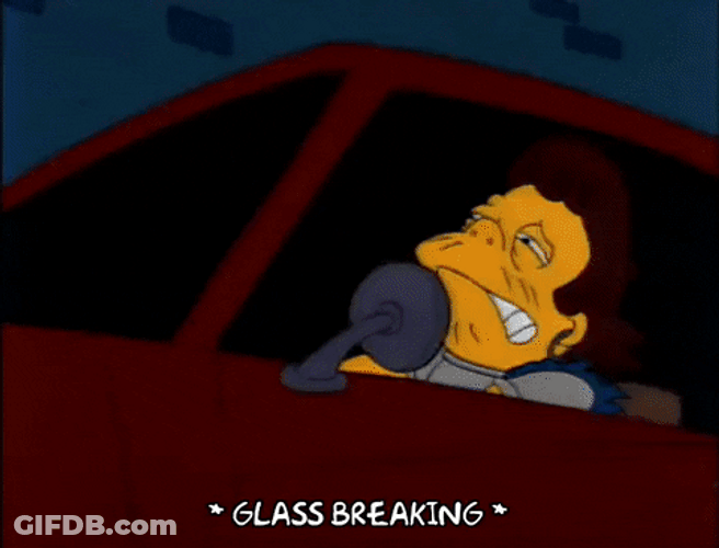 Glass Breaking Bart Simpson Shielding Face GIF