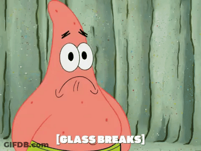 Glass Breaking Patrick Star's Shattered Eyes GIF