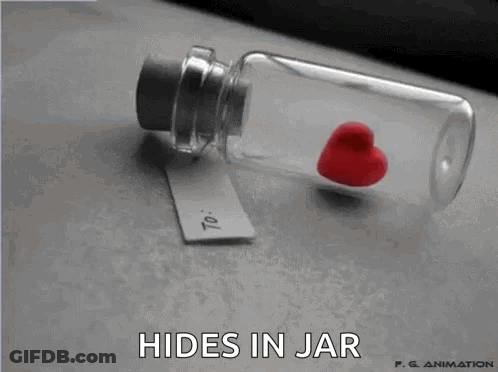 Glass Jar With Red Heart Hides In Jar GIF