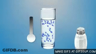 Glass Of Water Spoon And Salt Shaker On Blue GIF
