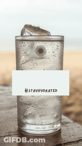 Glass Of Water With Ice And Stay Hydrated Card GIF