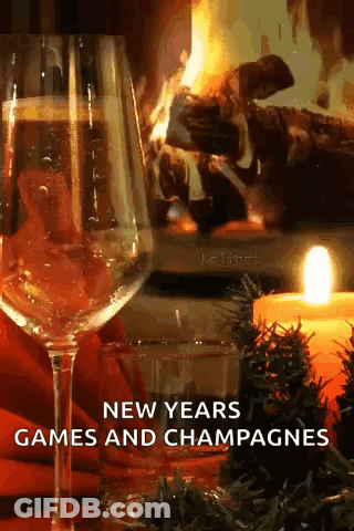 Glass Of Wine Saying New Years Games And Champagnes GIF