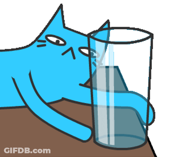 Glass Pushed Mischievous Blue Cat GIF