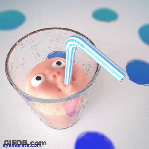 Glass With Straw And Website Ayamurata.com GIF