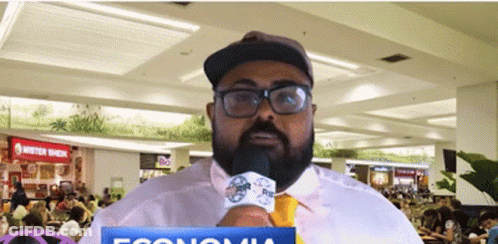 Glasses Hat Man Holding Microphone Mister Donut GIF