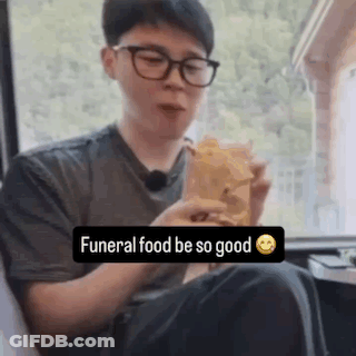 Glasses Man Eating Sandwich Funeral Food So Good GIF