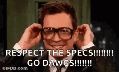 Glasses Man Says Respect The Specs Go Dawgs GIF