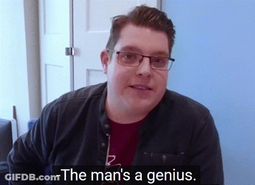 Glasses Red Shirt Man Says Man's A Genius GIF