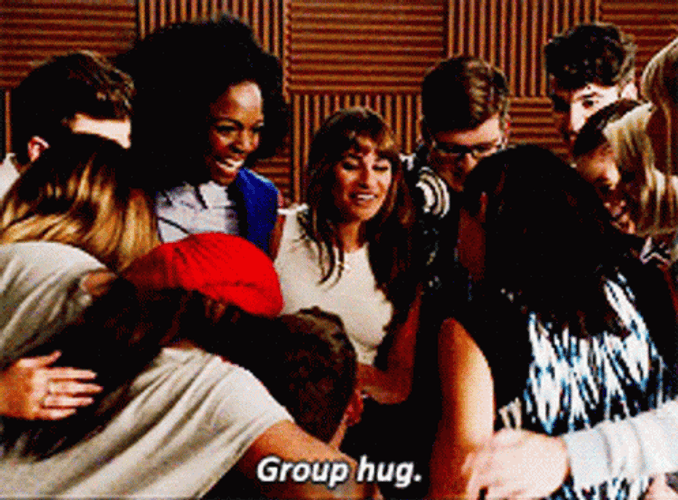 Glee Emotional Group Hug GIF